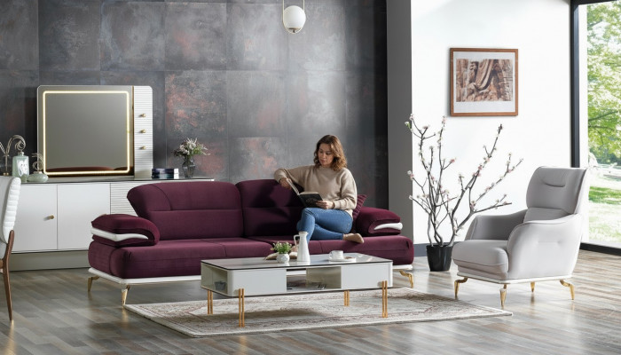 Luxus Sofagarnitur Set Wunnzëmmer Sofa Set Sofagarnitur 3+1+Dësch Modern