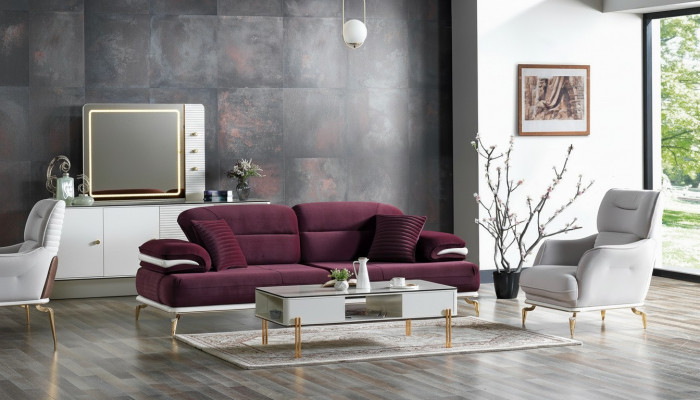 Luxus Sofagarnitur Set Wunnzëmmer Sofa Set Sofagarnitur 3+1+Dësch Modern