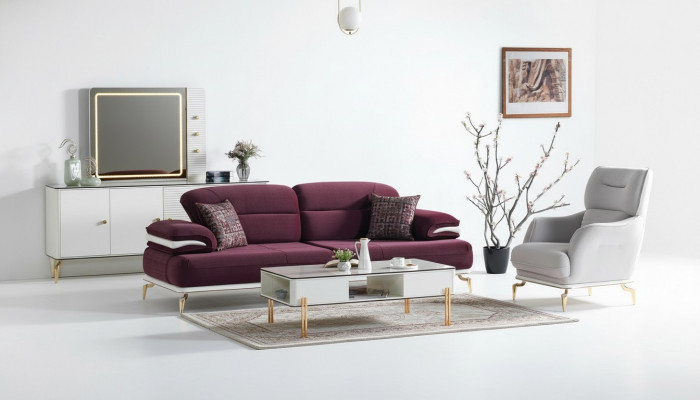 Luxus Sofagarnitur Set Wunnzëmmer Sofa Set Sofagarnitur 3+1+Dësch Modern