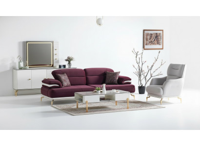 Luxus Sofagarnitur Set Wunnzëmmer Sofa Set Sofagarnitur 3+1+Dësch Modern