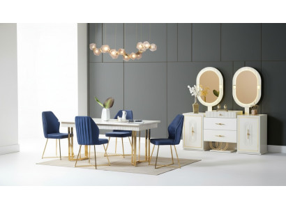 Luxuriéis Iesszëmmer Set Iessdësch + 6x Still + Sideboard Iessgruppen Nei 8 Deeler