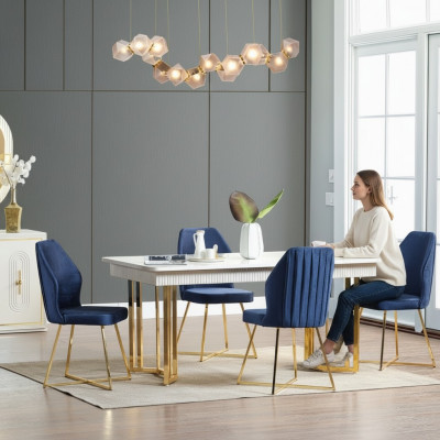 Iesszëmmer Set Luxus 6x Still+Iessdësch Iessgrupp Garnitur Lehnstill Modern