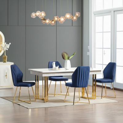Iesszëmmer Set Luxus 6x Still+Iessdësch Iessgrupp Garnitur Lehnstill Modern