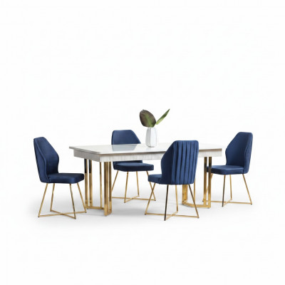 Iesszëmmer Set Luxus 6x Still+Iessdësch Iessgrupp Garnitur Lehnstill Modern