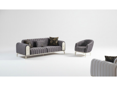 Schickes Miwwel Sofagarnitur Set 3+1 Dësch Sofagarnitur Sofas Still Gro