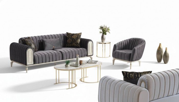 Sofagarnitur 3+1 Sëtzer Fauteuil Garnitur Modern Relax Fauteuil Miwwelen Gro