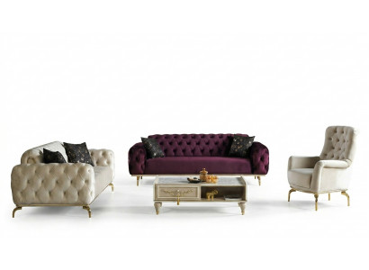 Designer Sofagarnitur 3+3+1 Sëtzplazz Couch Polster Sëtzgrupp Set Chesterfield Nei