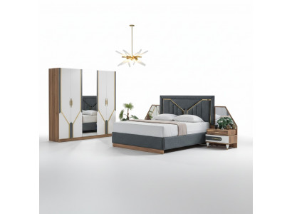 Luxus Schlofkummer Set Bett + 2x Nuetsdësch + Schaf Holz Komplett Nei Modern