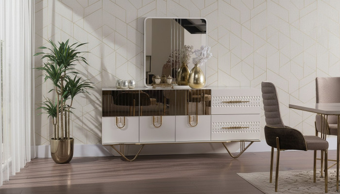 Anrichte Schaf Héichglanz Miwwelen Holz Luxus Kommod Sideboard