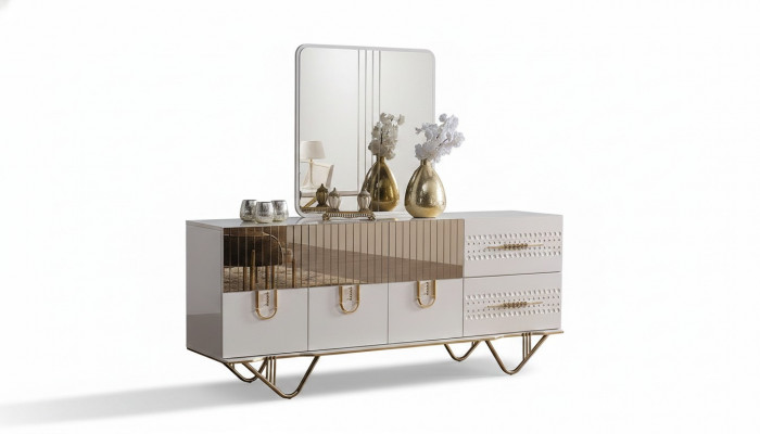 Anrichte Schaf Héichglanz Miwwelen Holz Luxus Kommod Sideboard