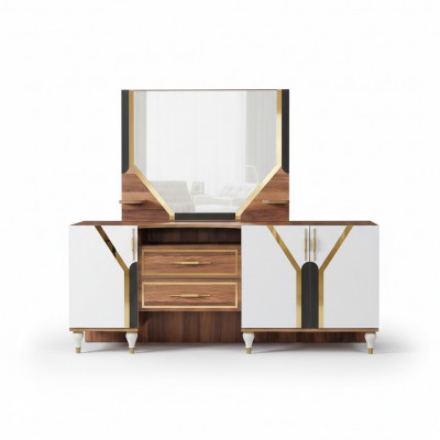 Iwwerdaachschaf Braun Héichglanz Miwwel Holz Luxus Kommode Sideboard Nei
