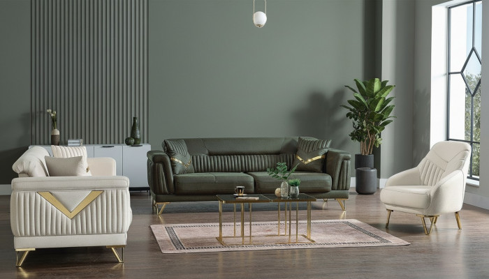 Set Modern Design Wunnzëmmer Sofa Garnitur 3+3+1 Wunnzëmmer Miwwelset