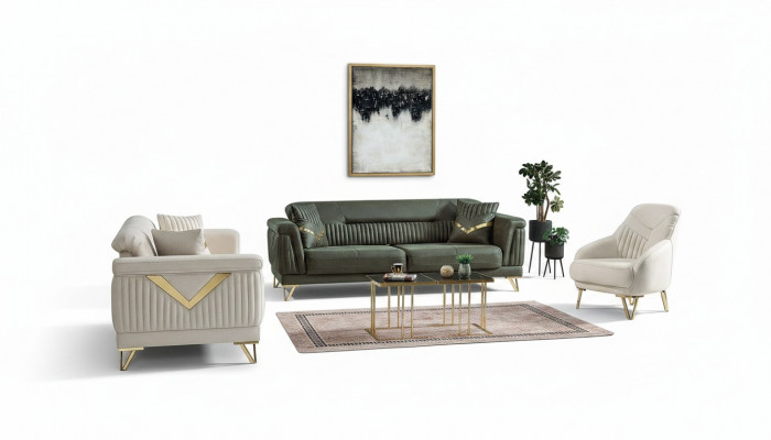 Set Modern Design Wunnzëmmer Sofa Garnitur 3+3+1 Wunnzëmmer Miwwelset
