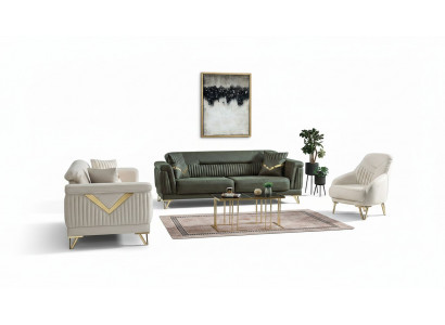Set Modern Design Wunnzëmmer Sofa Garnitur 3+3+1 Wunnzëmmer Miwwelset