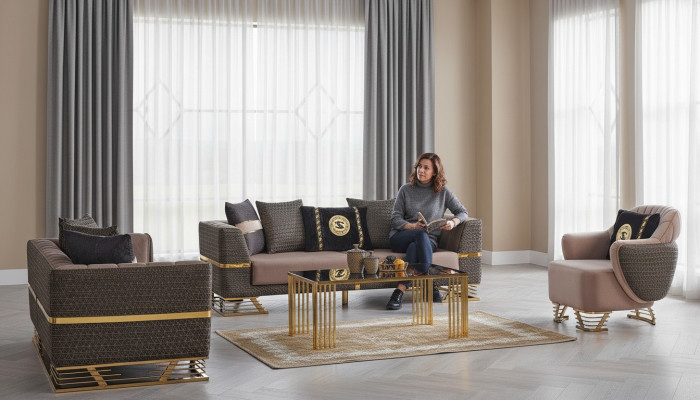 Designer-Sofagarnitur 3+3+1 Sëtzer Couch Polstersëtzgarnitur Set Nei