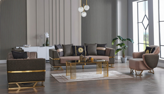 Designer-Sofagarnitur 3+3+1 Sëtzer Couch Polstersëtzgarnitur Set Nei