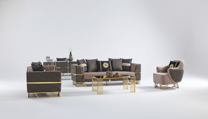 Designer-Sofagarnitur 3+3+1 Sëtzer Couch Polstersëtzgarnitur Set Nei