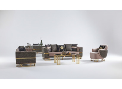Designer-Sofagarnitur 3+3+1 Sëtzer Couch Polstersëtzgarnitur Set Nei
