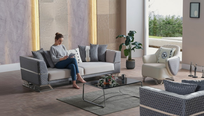 Sofagarnitur 3+1 Sëtz Sessel Garnitur Modern Relax Sessel Miwwel Nei