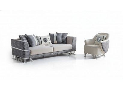Sofagarnitur 3+1 Sëtz Sessel Garnitur Modern Relax Sessel Miwwel Nei