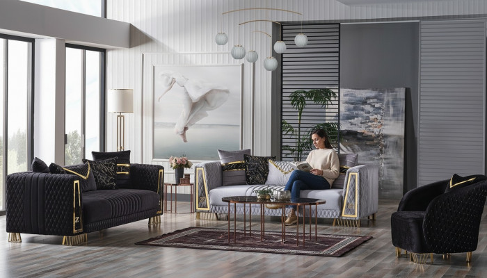 Sofa Garnitur 3+3+1 Sëtz Chesterfield Barock Stil Garnitur Set 3tlg. Sofa Relax