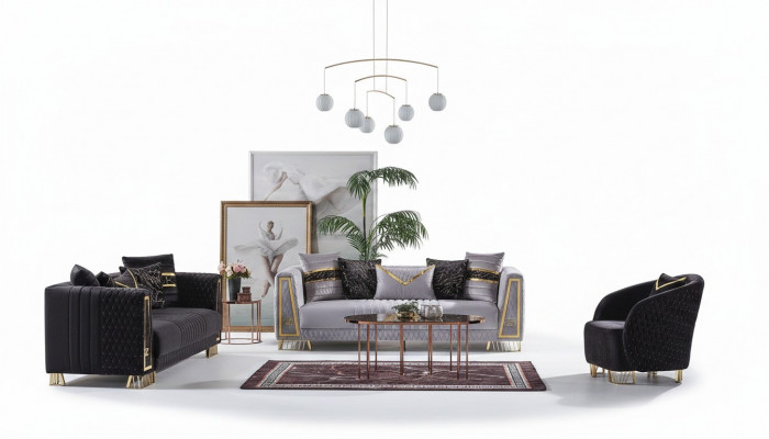 Sofa Garnitur 3+3+1 Sëtz Chesterfield Barock Stil Garnitur Set 3tlg. Sofa Relax