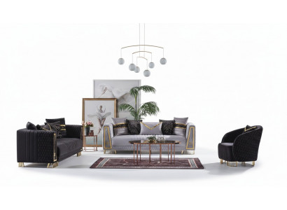 Sofa Garnitur 3+3+1 Sëtz Chesterfield Barock Stil Garnitur Set 3tlg. Sofa Relax