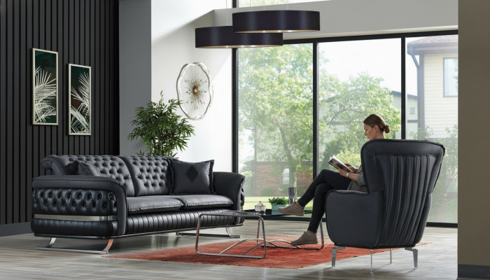 Canapé Set 3+1 Sëtz Still Set Chesterfield Relax Still Miwwelen Nei