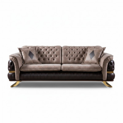 Dräisëtzer Design Canapé 3 Sëtzer Couchen Textil Chesterfield Canapé 3er Stoff Nei
