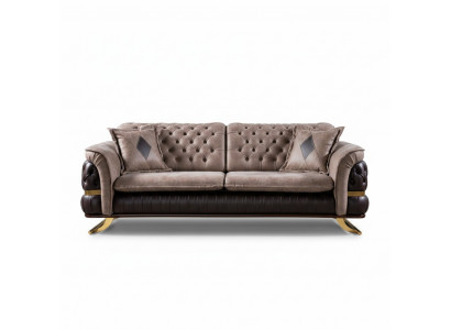 Dräisëtzer Design Canapé 3 Sëtzer Couchen Textil Chesterfield Canapé 3er Stoff Nei