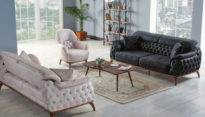 Sofagarnitur 3+3+1 Sëtzer Modern Relax Fotel Chesterfield Modern Stil 3tlg Nei