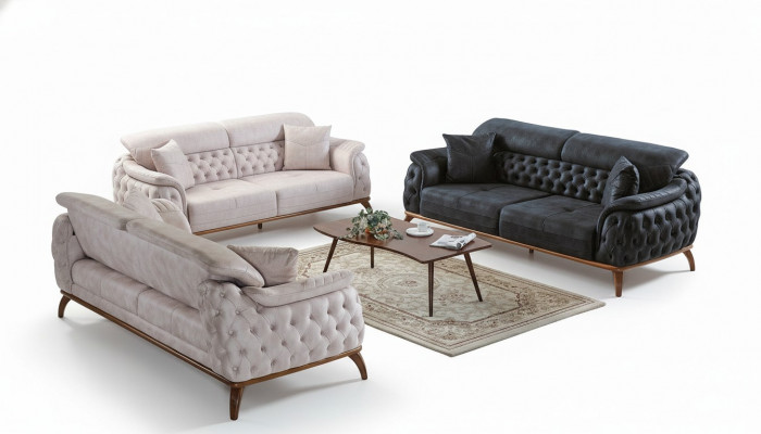 Sofagarnitur 3+3+1 Sëtzer Modern Relax Fotel Chesterfield Modern Stil 3tlg Nei