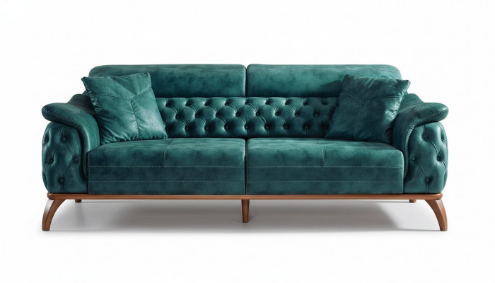 Luxus Chesterfield 3 Sëtz Designer Sofa Couch Polster Couchen Textil Nei