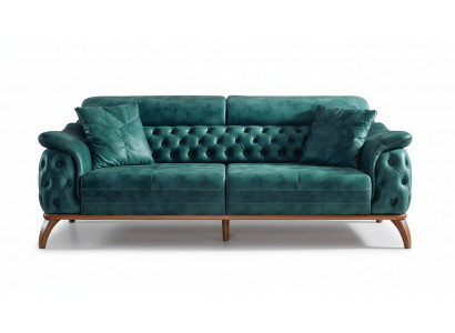 Luxus Chesterfield 3 Sëtz Designer Sofa Couch Polster Couchen Textil Nei