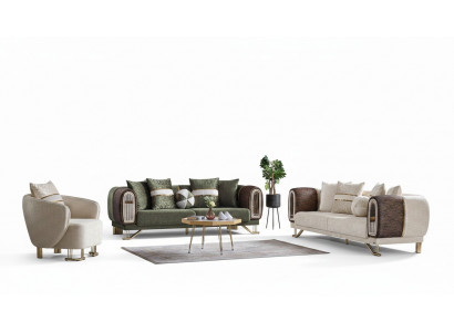 Designer Sofasëtzkombinatioun 3+3+1 Sëtzer Couch Polster Nei Sëtzkombinatioun Set
