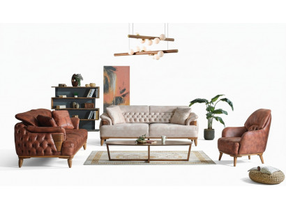 Klassesch Sofagarnitur 3+3+1 Sëtzer Chesterfield Relax Fotell Miwwel Sofa Nei