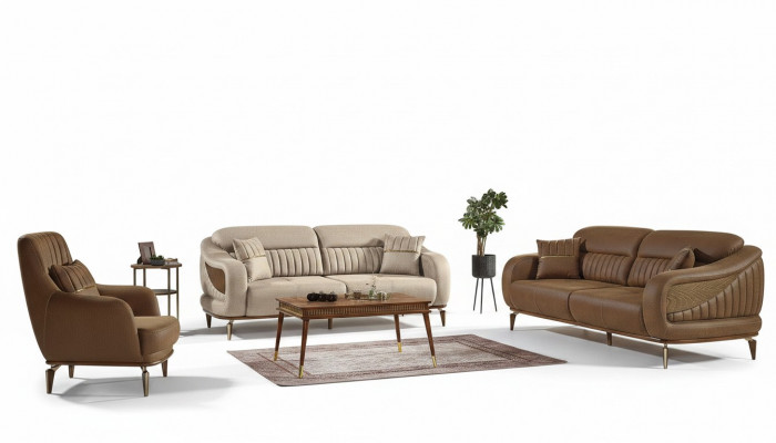 Sofa-Kompositioun 3+3+1 Sëtzer Modern Relax Still Modern Stil 3 Deeler Luxus Wunnzëmmer