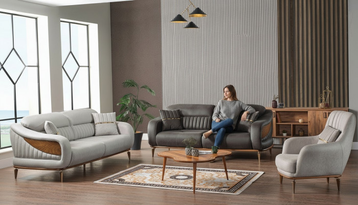 Sofagarnitur 3+3+1 Sëtzer Modern Relax Sëtz Modern Stil 3tlg Luxus Wunnzëmmer Nei