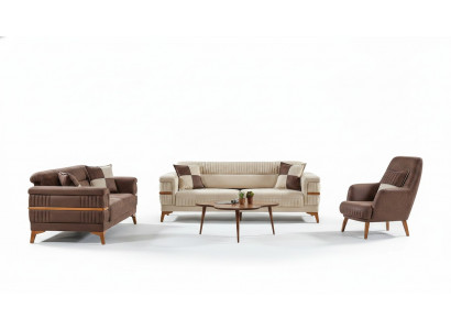 Designer Sofagarnitur 3+3+1 Sëtzer Canapé Këssen Sëtzgrupp Set Luxus Neien