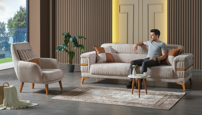 Sëtzgrupp 3+1 Sëtzer Modern Relax Still Modern Stil 2dësch Stéck Luxus Wunnzëmmer