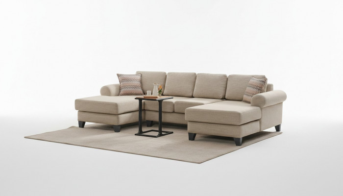 Wunnlandschaft Ecksëtz U-Form Couch Sëtz Polster Canapé Luxus Miwwelen Canape Moderne
