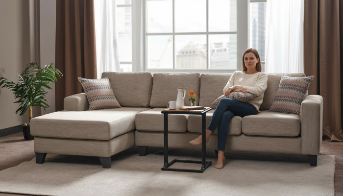 Wunlandschaft Ecksofa L-Form Couch Sëtz Polster Sofa Luxus Miwwelen Sofas modern Nei