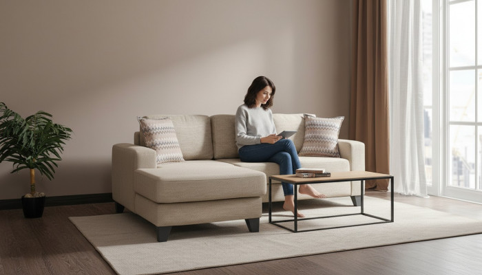 Eckcouch L-Form Textil Ecksof Sofa Polster Premium Couch Miwwel Sofasen Couchen