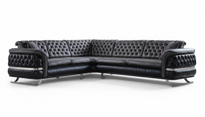 Ecksofa Wunnlandschaft Faarf Schwaarz U Form XXL Sofa Nei Chesterfield Nei
