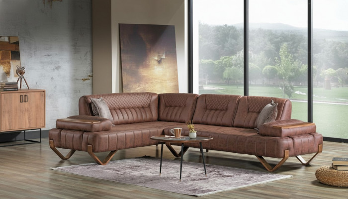 Ecksofa Wunnlandschaft Faarf Braun L-Form Sofa Nei Wunnzëmmer Ecksofa Luxus Nei
