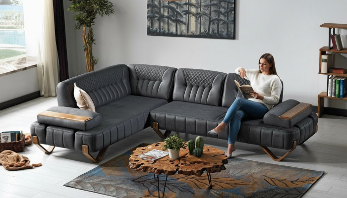 Eck-Couch a L-Form Textil Ecksofa Sofa Polster Premium Canapé L-Form Modern Nei