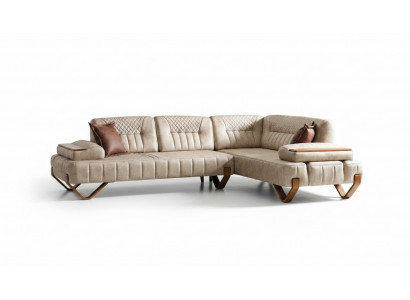 Eckcouch Wunnlandschaft Faarf Beige L-Form Canapé Nei Wunnzëmmer Eckcouch Luxus Nei