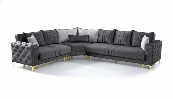 Gro Wunnzëmmer Ecksofa L-Form Modern Chesterfield Nei Luxus Sofa