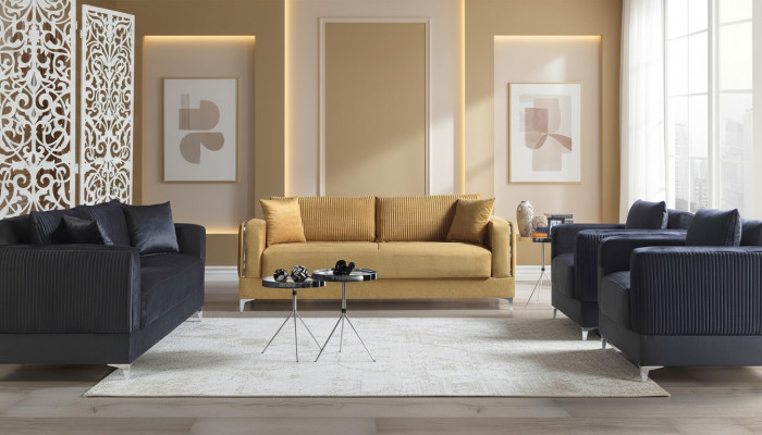 Sëtzgarnitur 3+2+1+1 Sëtzer Textil Modern Komplett Fotell Sofa 3 Sëtzer Luxus