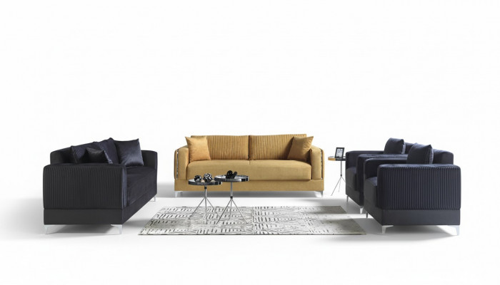 Sëtzgarnitur 3+2+1+1 Sëtzer Textil Modern Komplett Fotell Sofa 3 Sëtzer Luxus